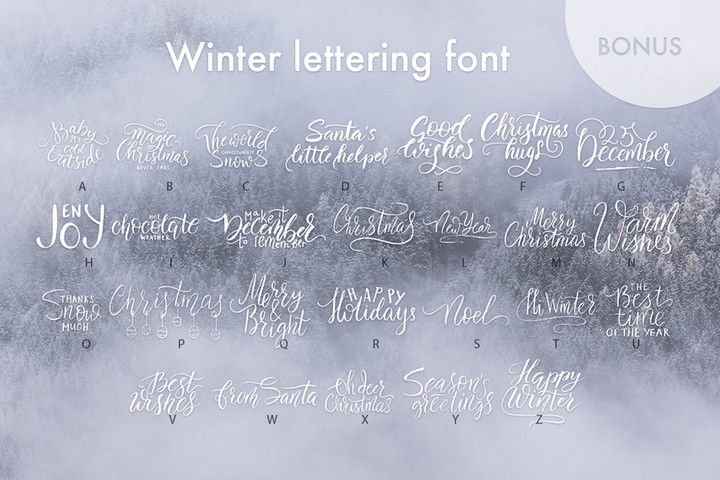 Пример шрифта Winter lettering